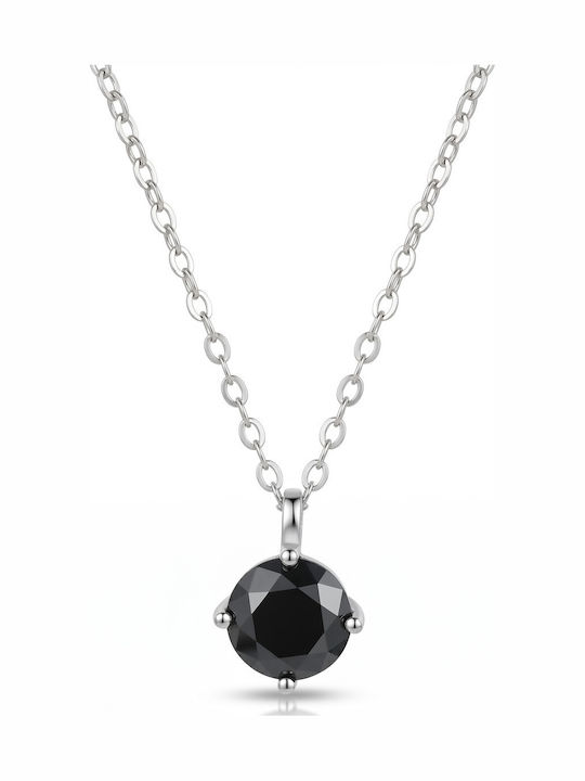 Kiriakos Gofas Halskette Solitärring aus Silber mit Diamant