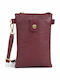 Leather Women's Mobile Phone Pouch Burgundy