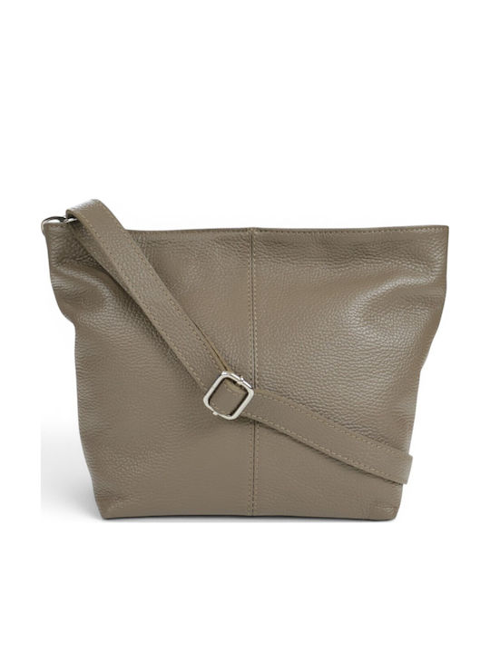 Damentasche aus Leder Schulter Taupe