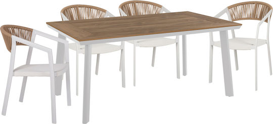 Set Dining de Exterior Taber 5 Piese Alb