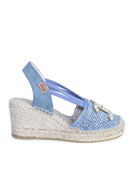 Sommer Damenplattformen in Stil Espadrilles Blau