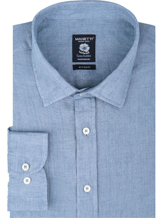 Μακρυμάνικo Λινό Πουκάμισο Μπλε