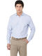 Dobby Long Sleeve Denim Shirt in Regular Fit Sky Blue
