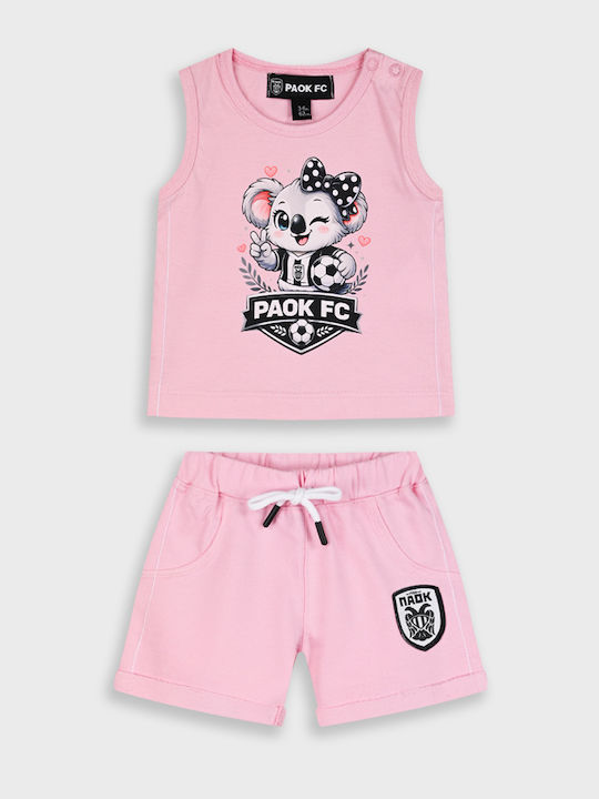 Kids Set with Shorts Summer 2 Pieces Pink Paok Fc