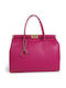 Leather Women's Tote Handbag Fuchsia