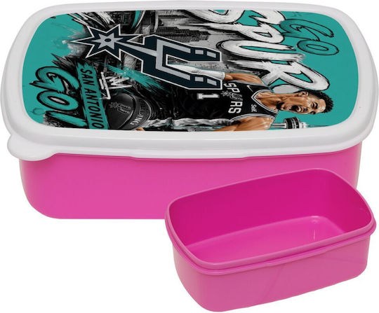 Koupakoupa Victor Wembanyama Basketball Plastic Kids Food Container Thermal Pink 18 x 13 x 6 cm