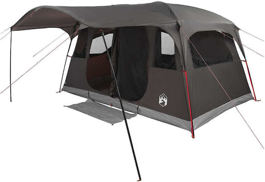 vidaXL Summer Camping Tent Tunnel Brown for 12 People 427x305x205cm