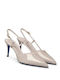 Pointed Toe Heels In Patent Leather With High Heel Beige