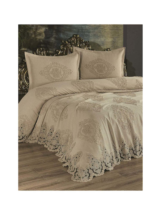 SteweHome Super-Double Bed Sheets Set 250x260cm Brown 4 Pieces