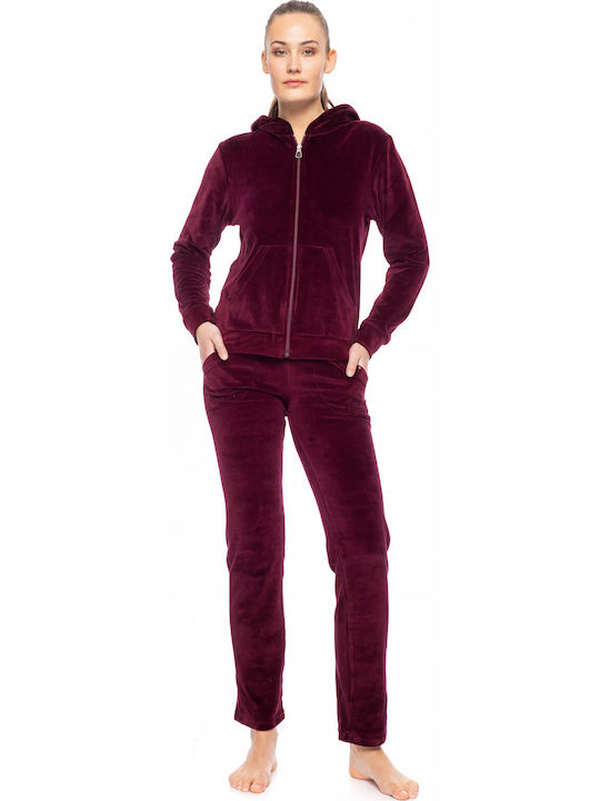 Pink Label Set Trening Dama Catifea Burgundy