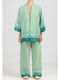 Long Sleeve Women's Cotton Shirt Green Striped