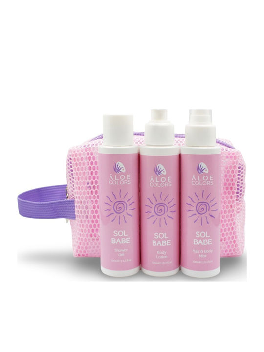 Aloe Colors Babe Summer Комплект За Грижа За Хидратация И Почистване На Тялото Розов 4 Бр