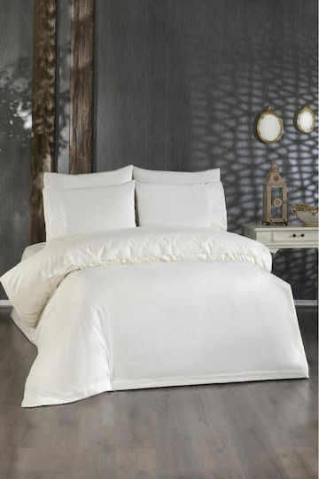 SteweHome Duvet Cover Set 200x220cm Double With 2 Pillowcases Beige