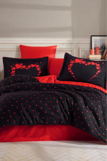SteweHome Cotton Duvet Cover Set 200x220cm Double With 4 Pillowcases Black