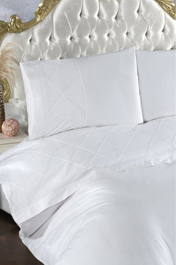 SteweHome Cotton Duvet Cover Set 200x220cm Double With 2 Pillowcases Cream