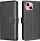 Binfen Калъф Книга От Изкуствена Кожа / Силикон Черен За iPhone 15