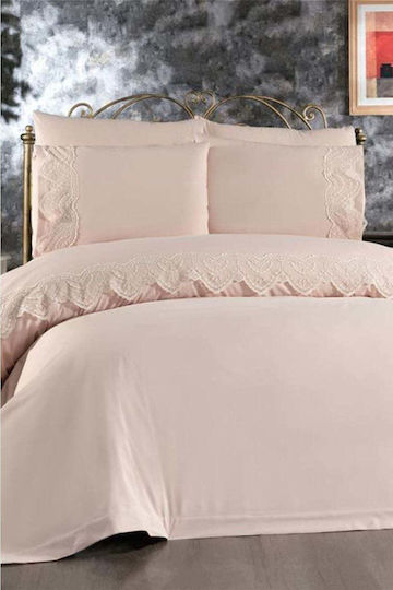 SteweHome Duvet Cover Set 200x220cm Double With 2 Pillowcases Brown