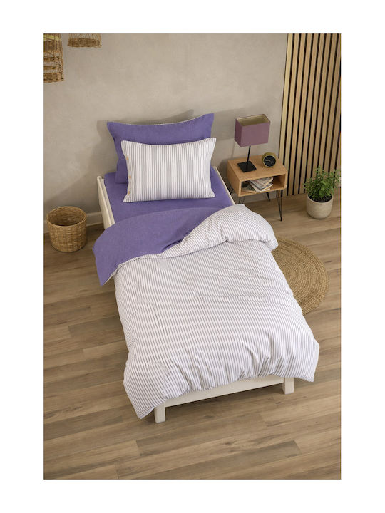 SteweHome Σετ Παπλωματοθήκη 160x220cm Μονή με Μαξιλαροθήκη Ριγέ