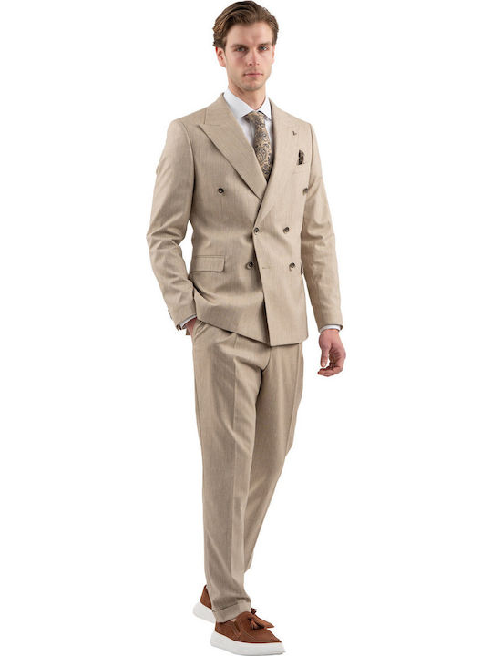 Καλοκαιρινό Ανδρικό Γαμπριάτικο Κοστούμι Beige