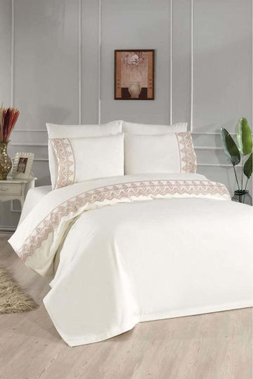 SteweHome Duvet Cover Set 200x220cm Double With 2 Pillowcases Beige