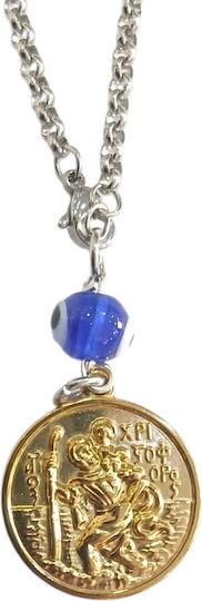 Car Charm Steel Gold Small Double-Sided Saint Christopher-Virgin Mary Gt-305108416-121