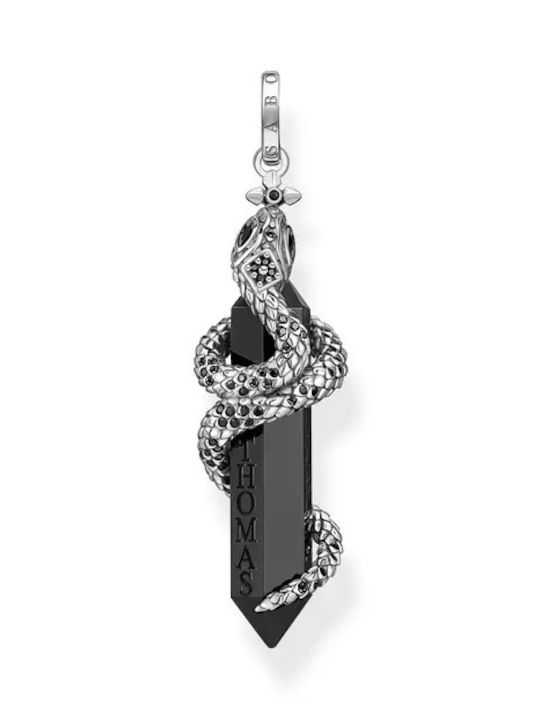 One Hängendes Charm Schlange aus Silber Schwarz