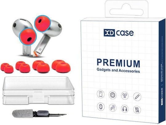 Galaxy Buds3 Pro Buds4 Pro Xdcase 4 Чифта Резервни Слушалки Мемори Пяна Размер Xs S M L Четка За Почистване Случаен Червен