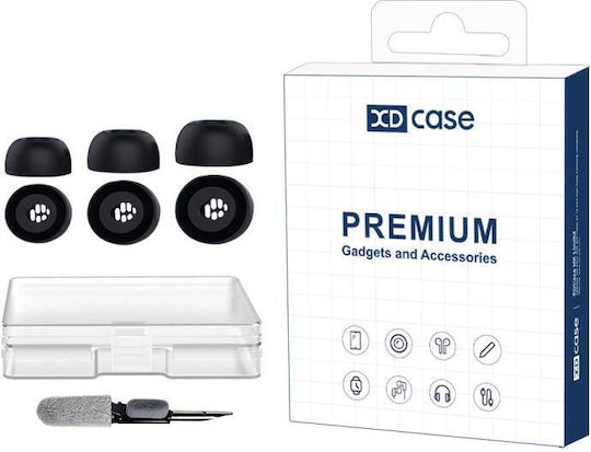 Huawei Freebuds 6i 5i 4i Xdcase 3 Ζεύγη Ανταλλακτικών Σιλικονούχων Ακουστικών Μέγεθος S M L Βουρτσάκι Καθαρισμού Τυχαίο Μαύρο