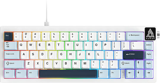 Ajazz AK650 Gaming Mechanisches Tastatur 65% mit Meersalz Schaltern und RGB-Beleuchtung Englisch (US) Blau / Weiß
