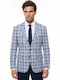 Men’s Suit Jacket Checked Blue-White