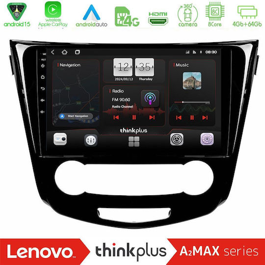Lenovo Car Audio System for Nissan Qashqai J11 2014-2021 with A/C Bluetooth USB AUX WiFi GPS Apple CarPlay Android Auto with 10" Touch Screen