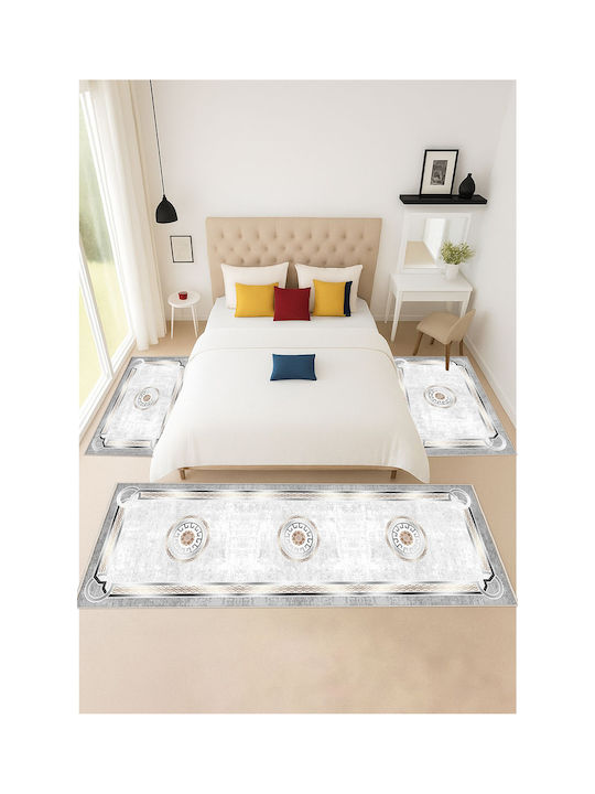 SteweHome Modern Bedroom Rug Sets Gray And Blue STE-028353-V63432-213582 3 Pieces