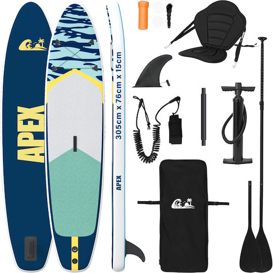 vidaXL Apex Inflatable SUP Board with Length 3.05m Blue