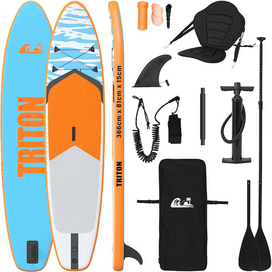 vidaXL Triton Φουσκωτή Σανίδα SUP με Μήκος 3.66m Μπλε
