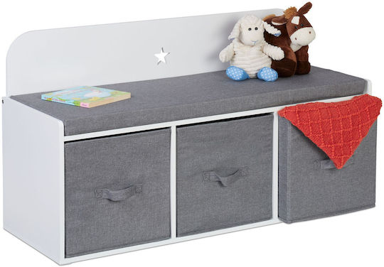 Relaxdays Система за съхранение на играчки от текстил бял 54x99x35см