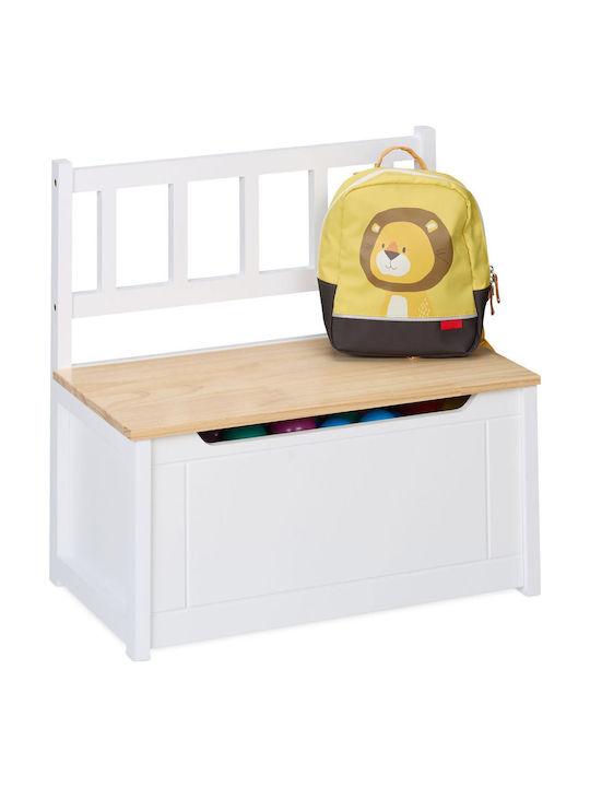 Relaxdays Cutie De Depozitare Pentru Copii Din Țesătură Albă 55x31x57cm