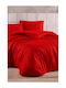 SteweHome Cotton Duvet Cover Set 200x220cm Double With 2 Pillowcases Red