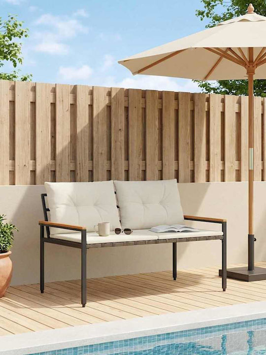 Outdoor Rattan Bench With Cushions 116x67.5x72cm