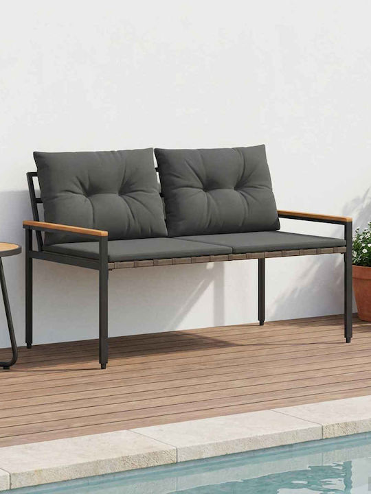 Outdoor Rattan Bench With Cushions 116x67.5x72cm