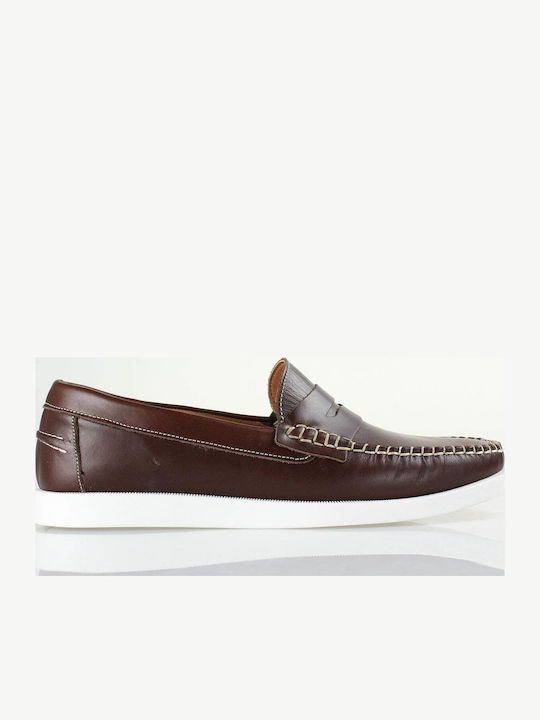 302 Δερμάτινα Ανδρικά Loafers σε Καφέ Χρώμα