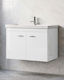 Savvopoulos Emily 80 Πάγκος με Νιπτήρα Μ80xΒ45xΥ55cm Glossy White
