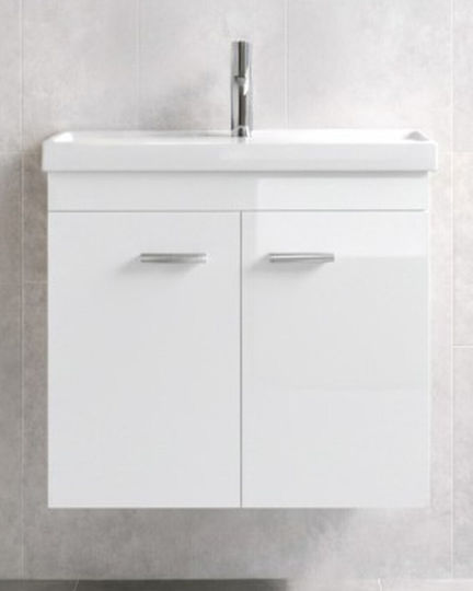 Savvopoulos Emily 60 Badezimmer Waschtisch-Einheit mit Waschbecken M60xB45xH55cm Glänzendes Weiß