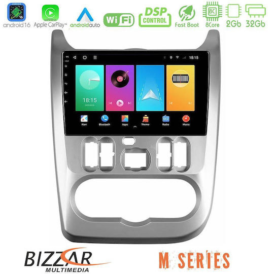 Bizzar Автомобилна Аудио Система за Renault Logan Dacia Duster Sandero Logan 2006-2012 Bluetooth USB WiFi GPS Apple CarPlay Android Auto с Touch Screen 9"