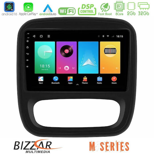 Bizzar Автомобилна Аудио Система за Opel Vivaro Fiat Talento Renault Trafic Nissan NV300 2014-2018 с A/C (Bluetooth/USB/Вграден Wi-Fi/GPS/Apple CarPlay/Android Auto) с Touch Screen 9"