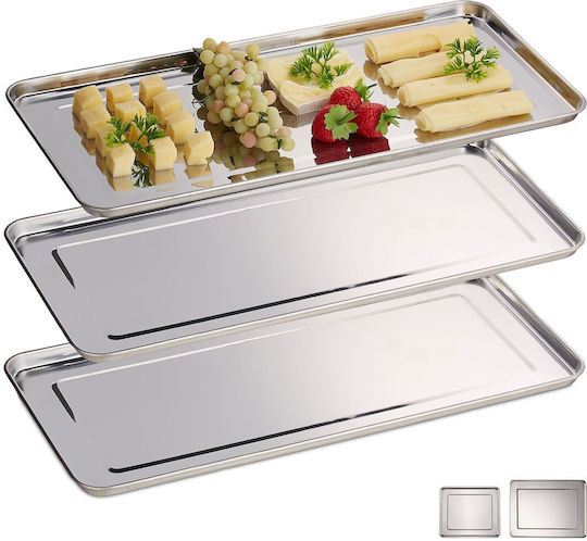 Relaxdays Stainless Steel Serving Tray 22cm 3 Pieces