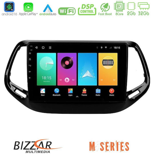 Bizzar Автомобилна Аудио Система За Jeep Compass 2017 Bluetooth USB Вграден Wi-Fi GPS Apple CarPlay Android Auto С Touch Screen 10"