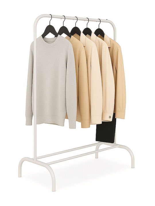 Relaxdays Floor Coat Rack Metal White 150x110cm