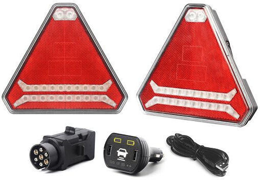 Wireless Portable Led Tail Lights Set Magnet Suction Cup Neon Effect Innovative Triangle Design