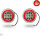 Led Light Stop Set Round Hamburger Type 12v-24v E4 Ø14 Cm