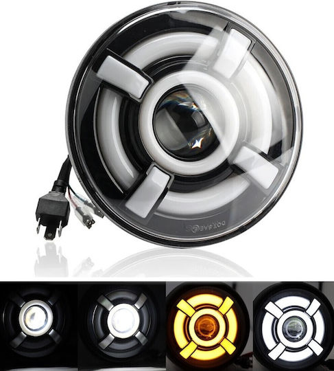 Универсален 7 Инча 18см LED Фар Халоген 12v-24v Къси Дълги Лъчи DRL Дневни Светлини Светлини За Завой Бяло-Жълто 4800lm ATV
